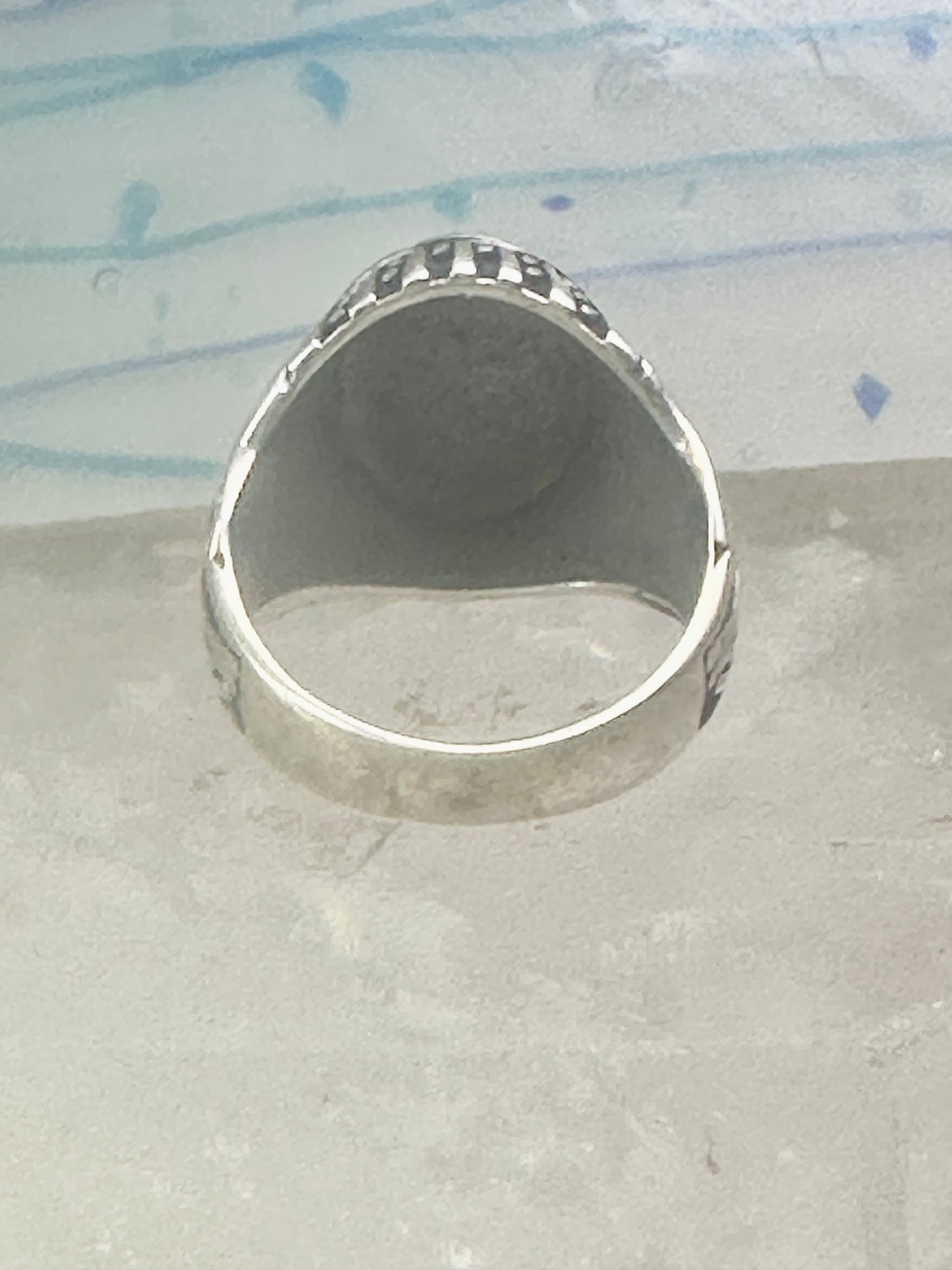 Tribal face ring geometric mask size 10 sterling silver women men