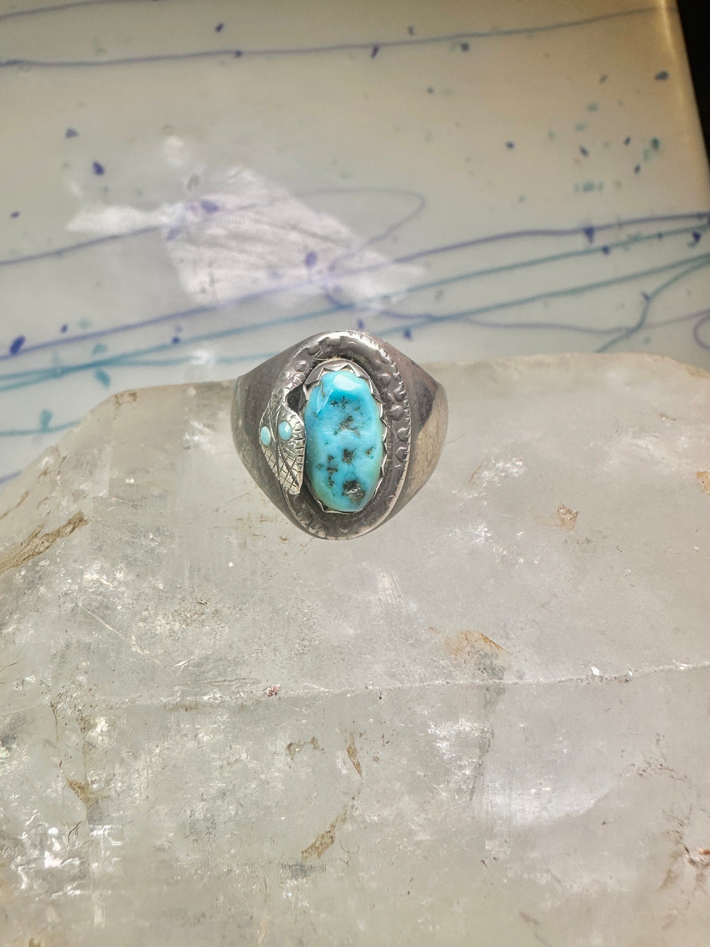 Navajo snake ring turquoise size 11.5 sterling silver women men