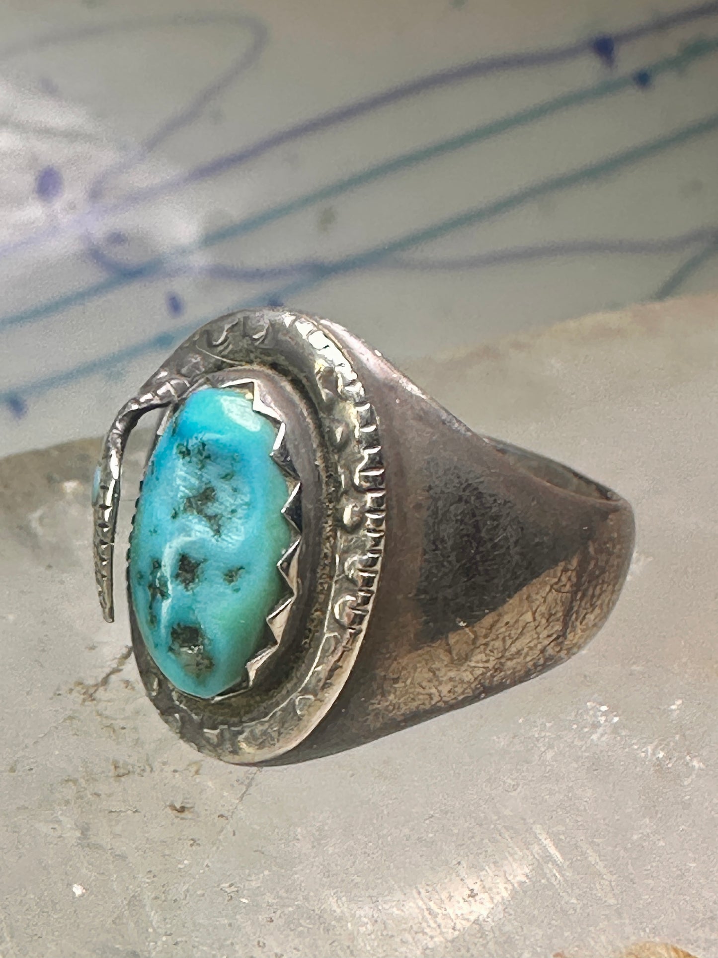 Navajo snake ring turquoise size 11.5 sterling silver women men