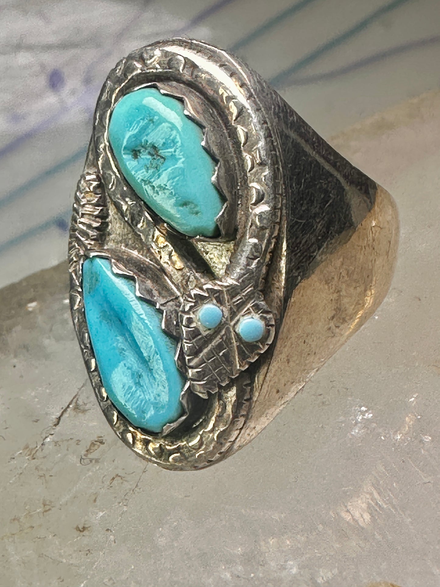Navajo ring snake ring turquoise size 10.25 sterling silver women men