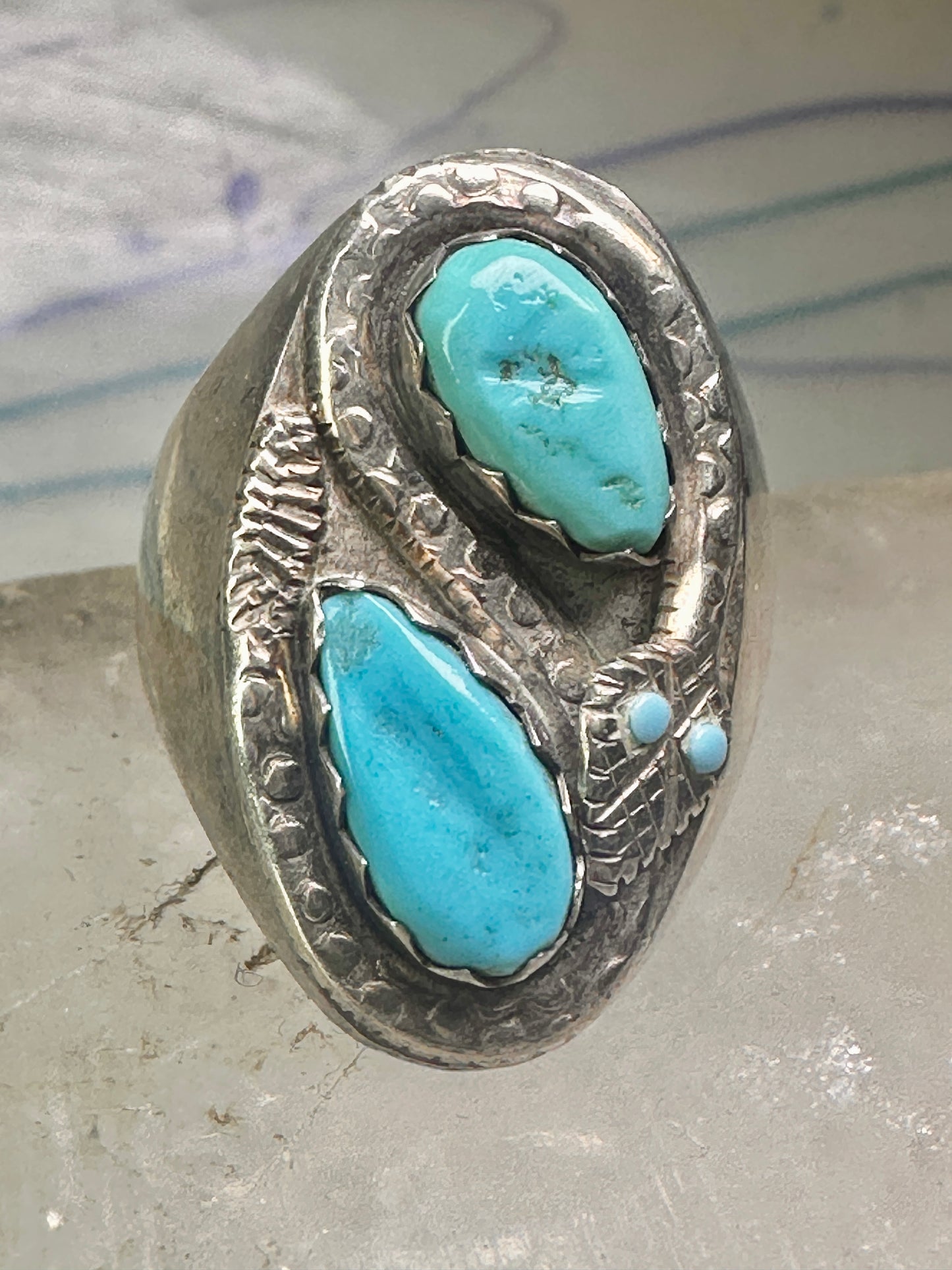 Navajo ring snake ring turquoise size 10.25 sterling silver women men