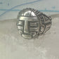 Tribal face ring geometric mask size 10 sterling silver women men