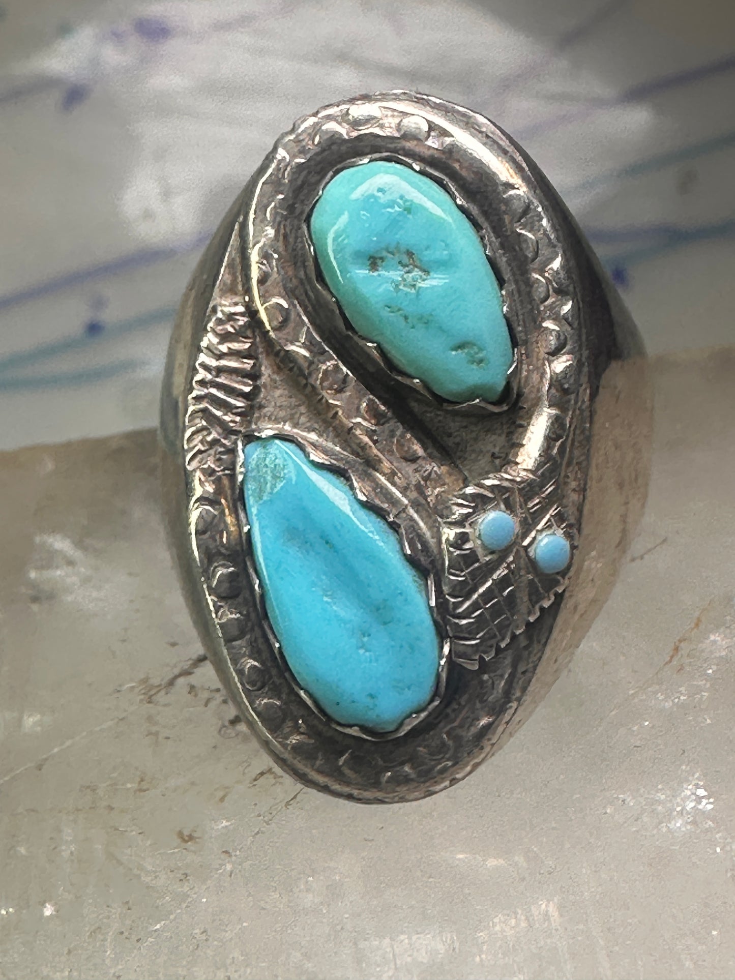 Navajo ring snake ring turquoise size 10.25 sterling silver women men