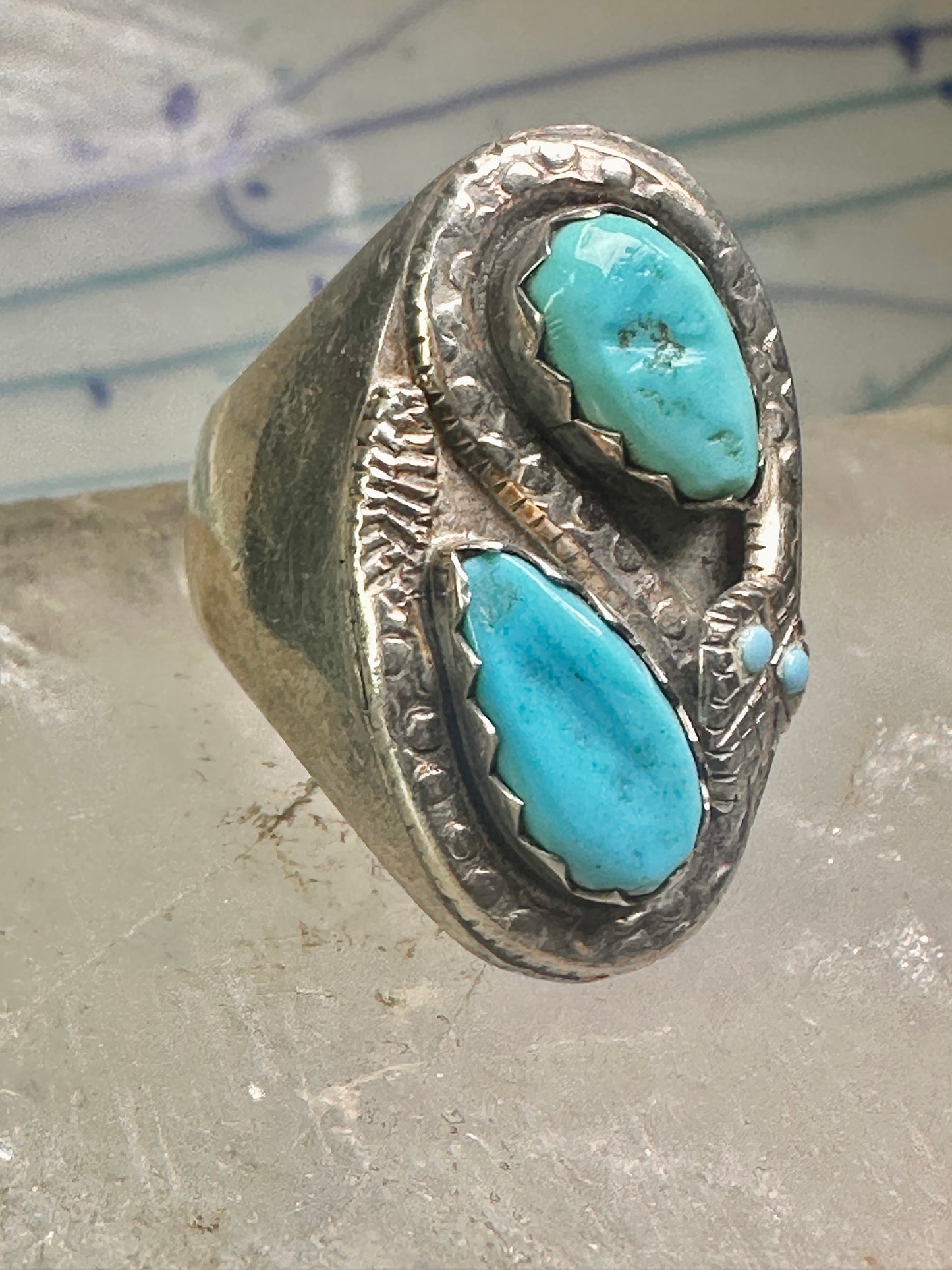 Navajo ring snake ring turquoise size 10.25 sterling silver women men