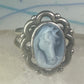 Horse face ring shell cowgirl size 7.75 sterling silver women signed QT