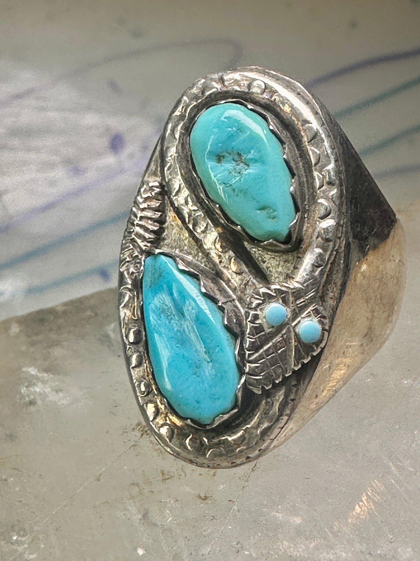 Navajo ring snake ring turquoise size 10.25 sterling silver women men
