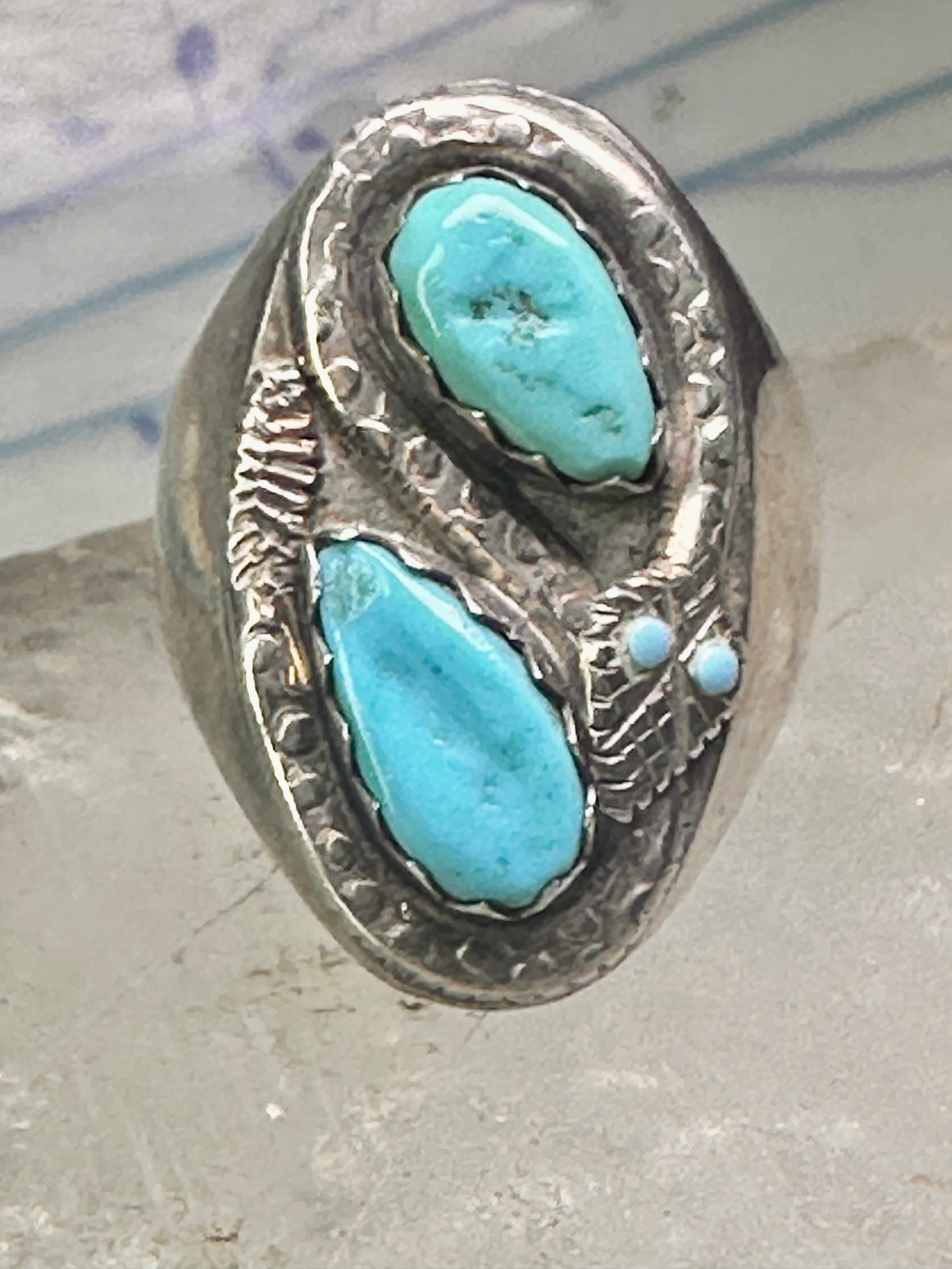 Navajo ring snake ring turquoise size 10.25 sterling silver women men