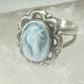 Horse face ring shell cowgirl size 7.75 sterling silver women signed QT