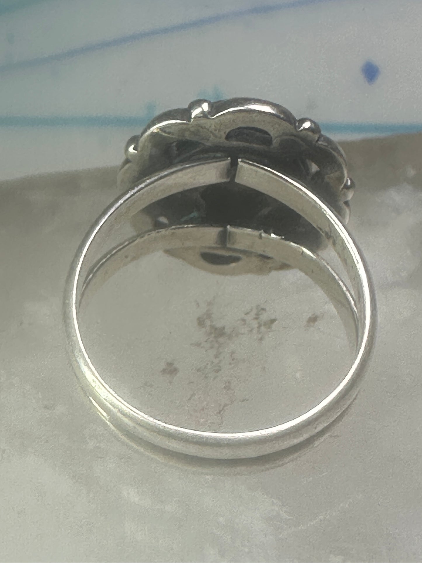 Horse face ring shell cowgirl size 7.75 sterling silver women signed QT