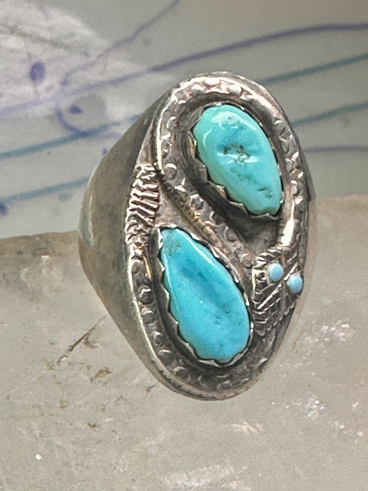Navajo ring snake ring turquoise size 10.25 sterling silver women men