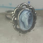 Horse face ring shell cowgirl size 7.75 sterling silver women signed QT