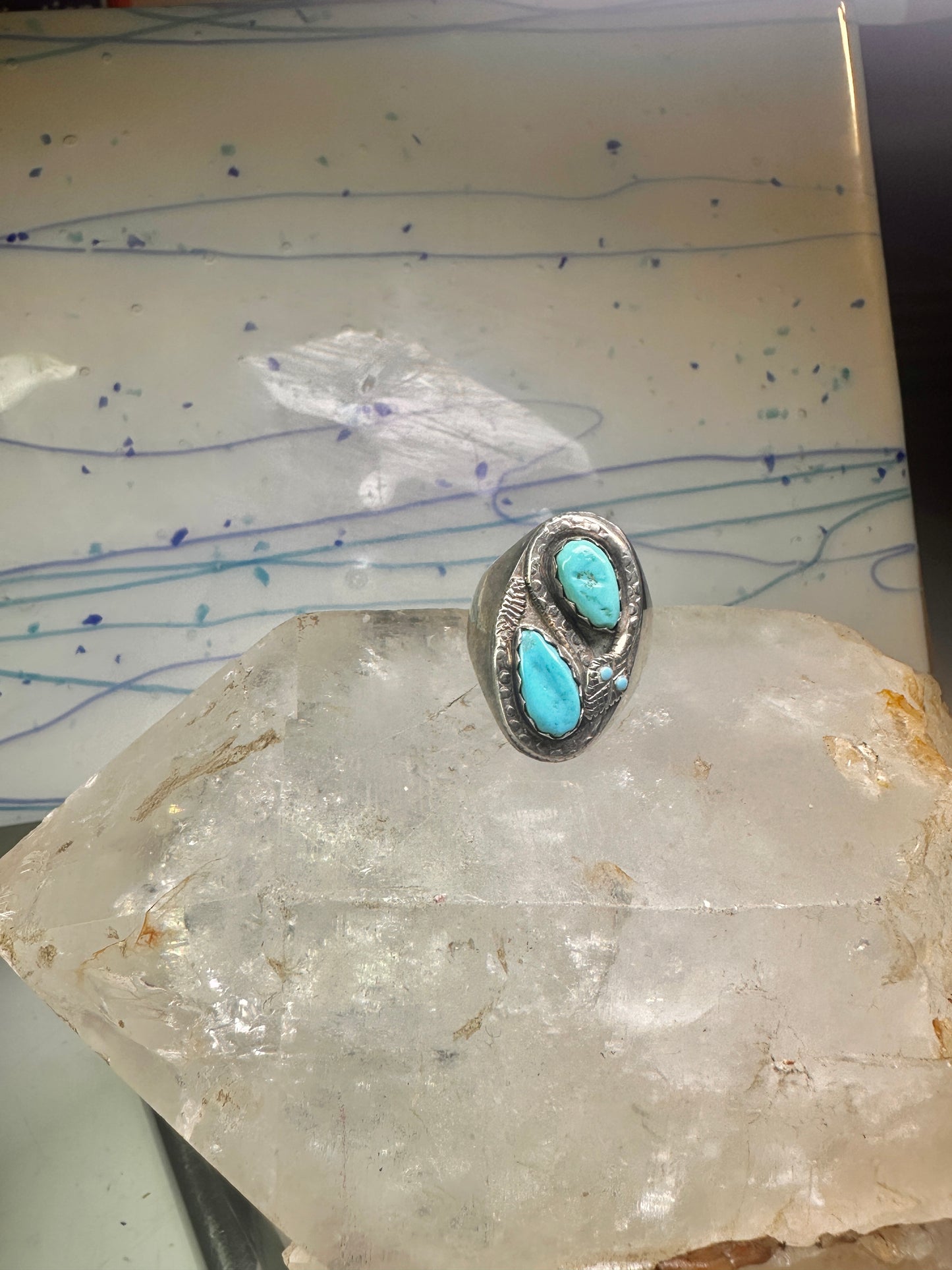 Navajo ring snake ring turquoise size 10.25 sterling silver women men