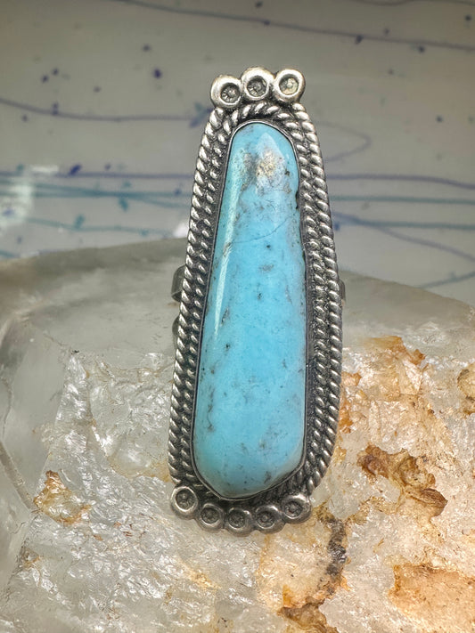 Long Navajo ring Turquoise rope design band size 7.5 sterling silver women