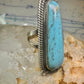 Long Navajo ring Turquoise rope design band size 7.5 sterling silver women