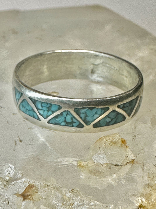 Zuni ring size 8.75 turquoise chips wedding band sterling silver men women