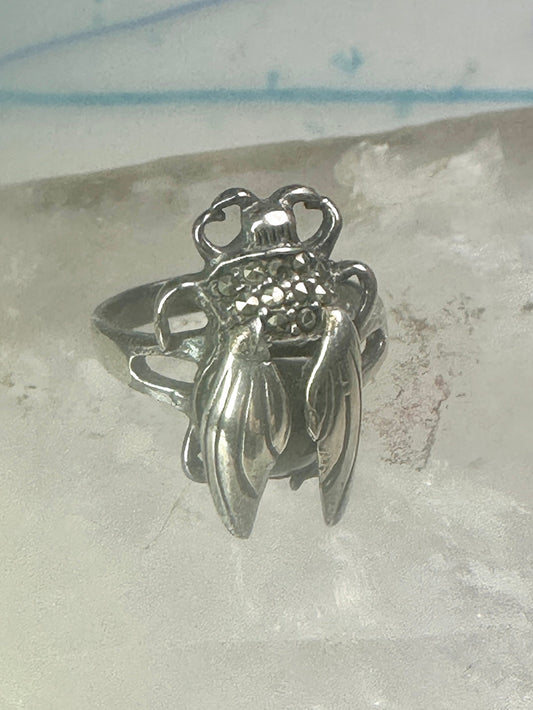 Vintage Insect ring bug marcasite size 5.25&nbsp; sterling silver women