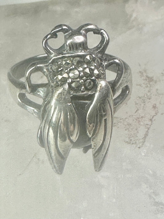 Vintage Insect ring bug marcasite size 5.25&nbsp; sterling silver women