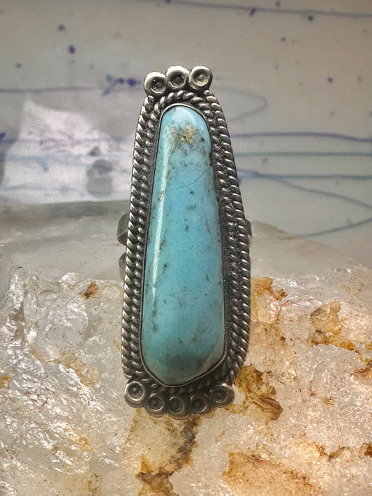 Long Navajo ring Turquoise rope design band size 7.5 sterling silver women