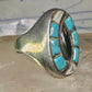 Navajo ring hummingbird turquoise mop onyx ring size 11 sterling silver women men