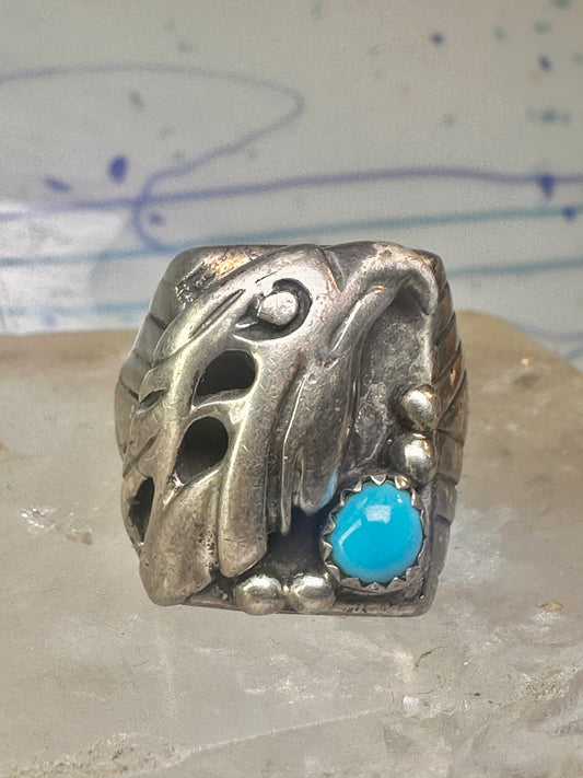 Navajo ring eagle band turquoise size 11 sterling silver women men