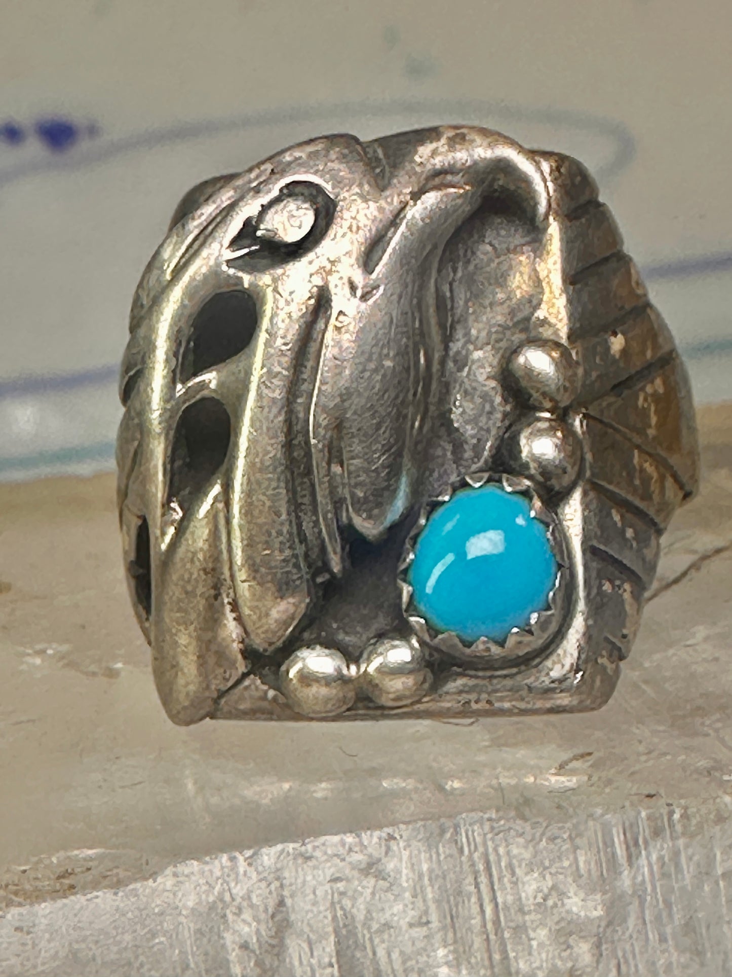 Navajo ring eagle band turquoise size 11 sterling silver women men