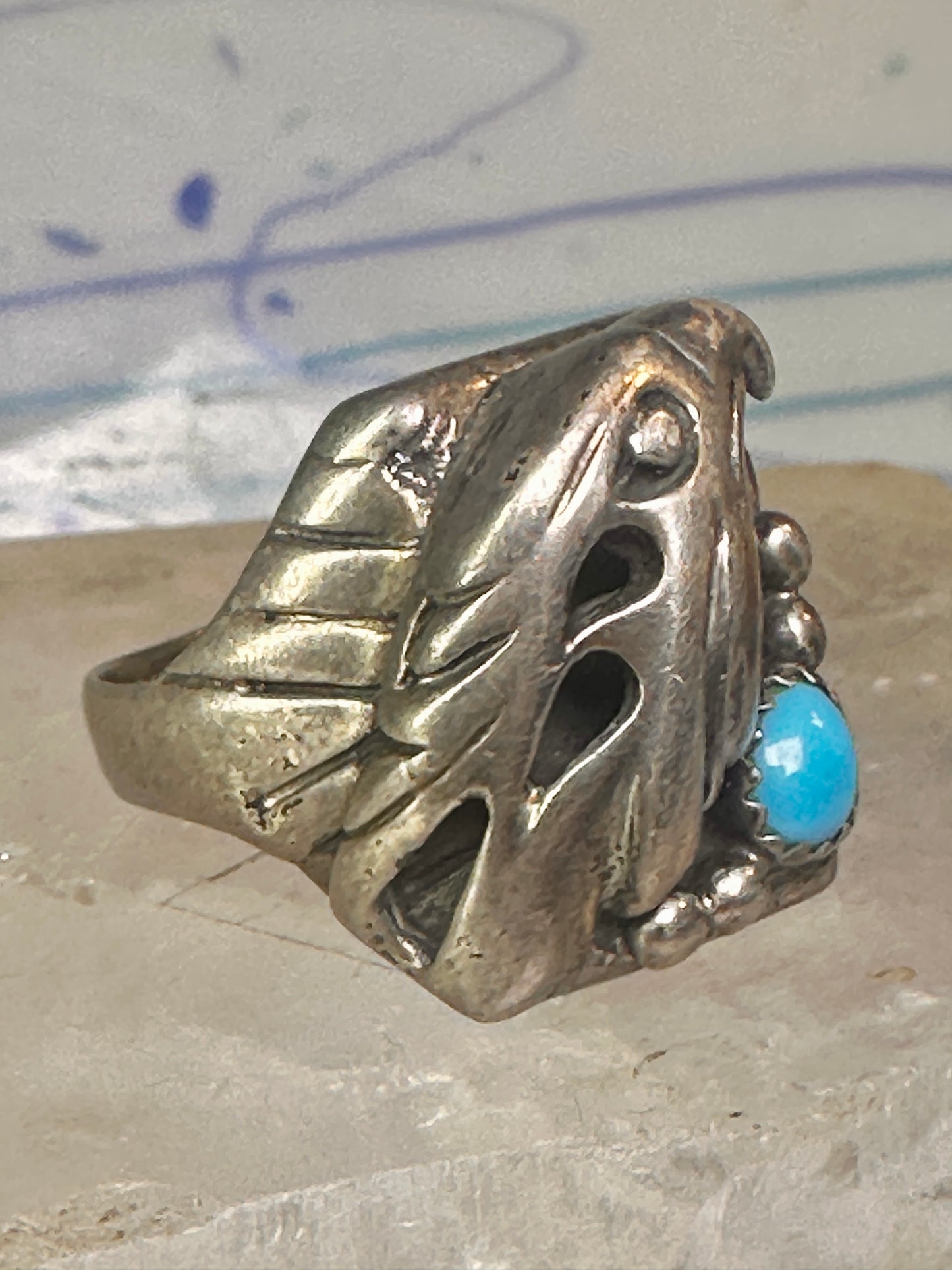 Navajo ring eagle band turquoise size 11 sterling silver women men