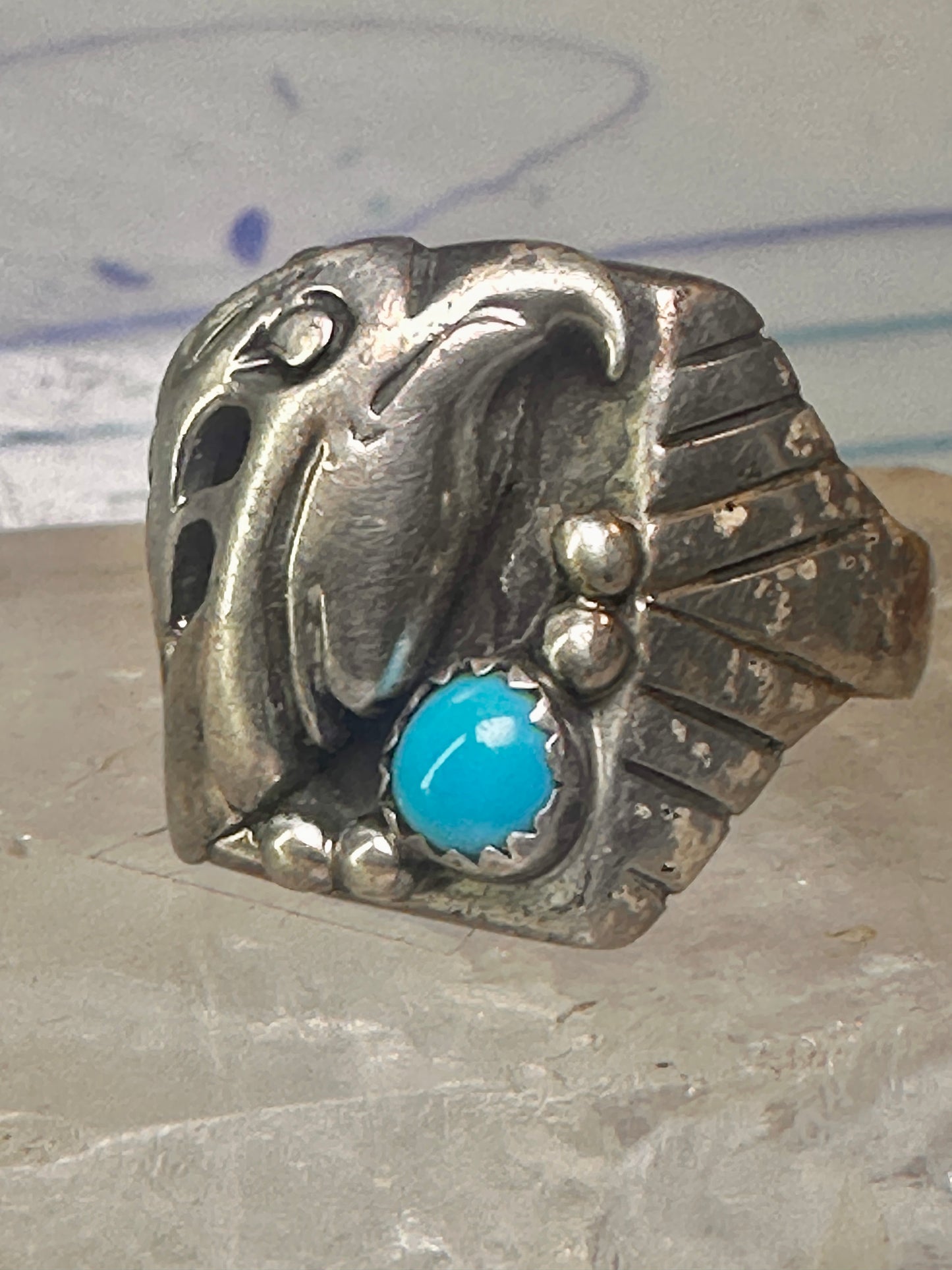 Navajo ring eagle band turquoise size 11 sterling silver women men