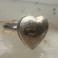 Vintage Sterling Silver Engraved Heart Locket Secret Compartment Poison Ring Size 3.75 925