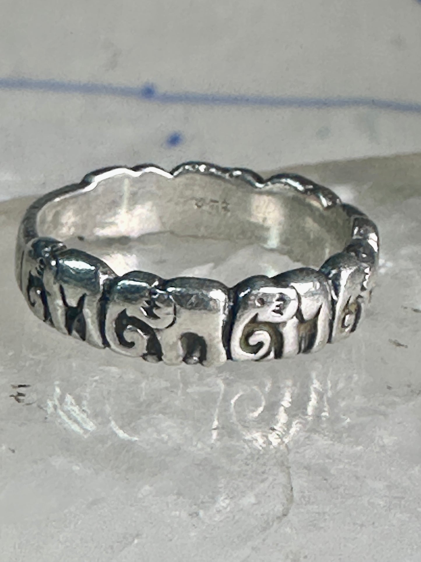 Vintage Elephant ring Elephants band size 7.50 sterling silver women girls