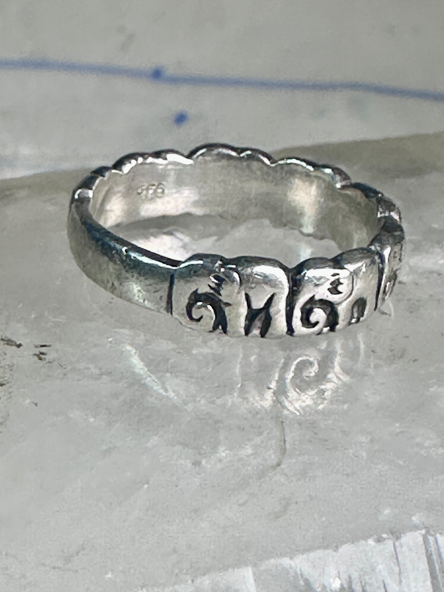 Vintage Elephant ring Elephants band size 7.50 sterling silver women girls
