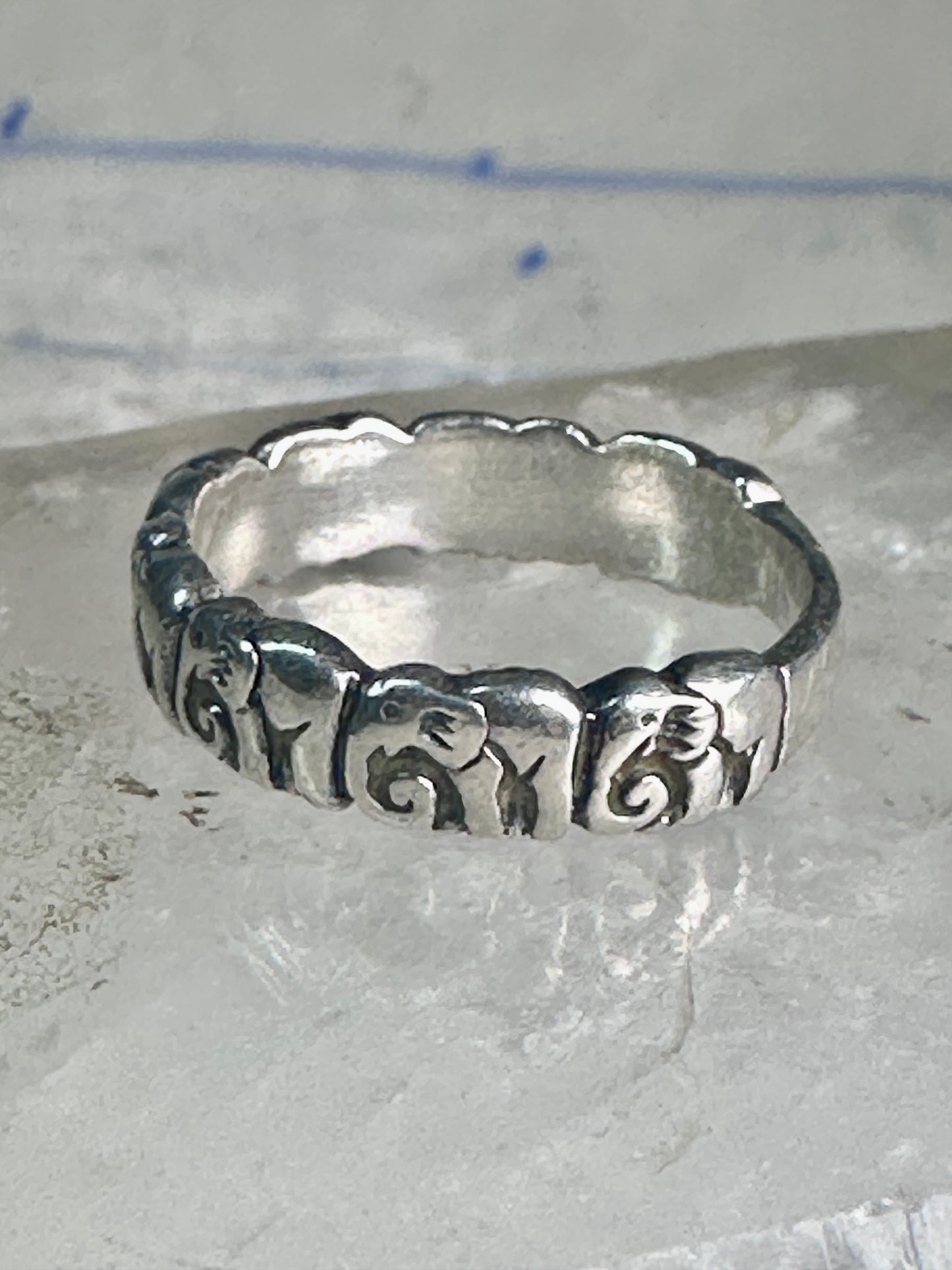 Vintage Elephant ring Elephants band size 7.50 sterling silver women girls