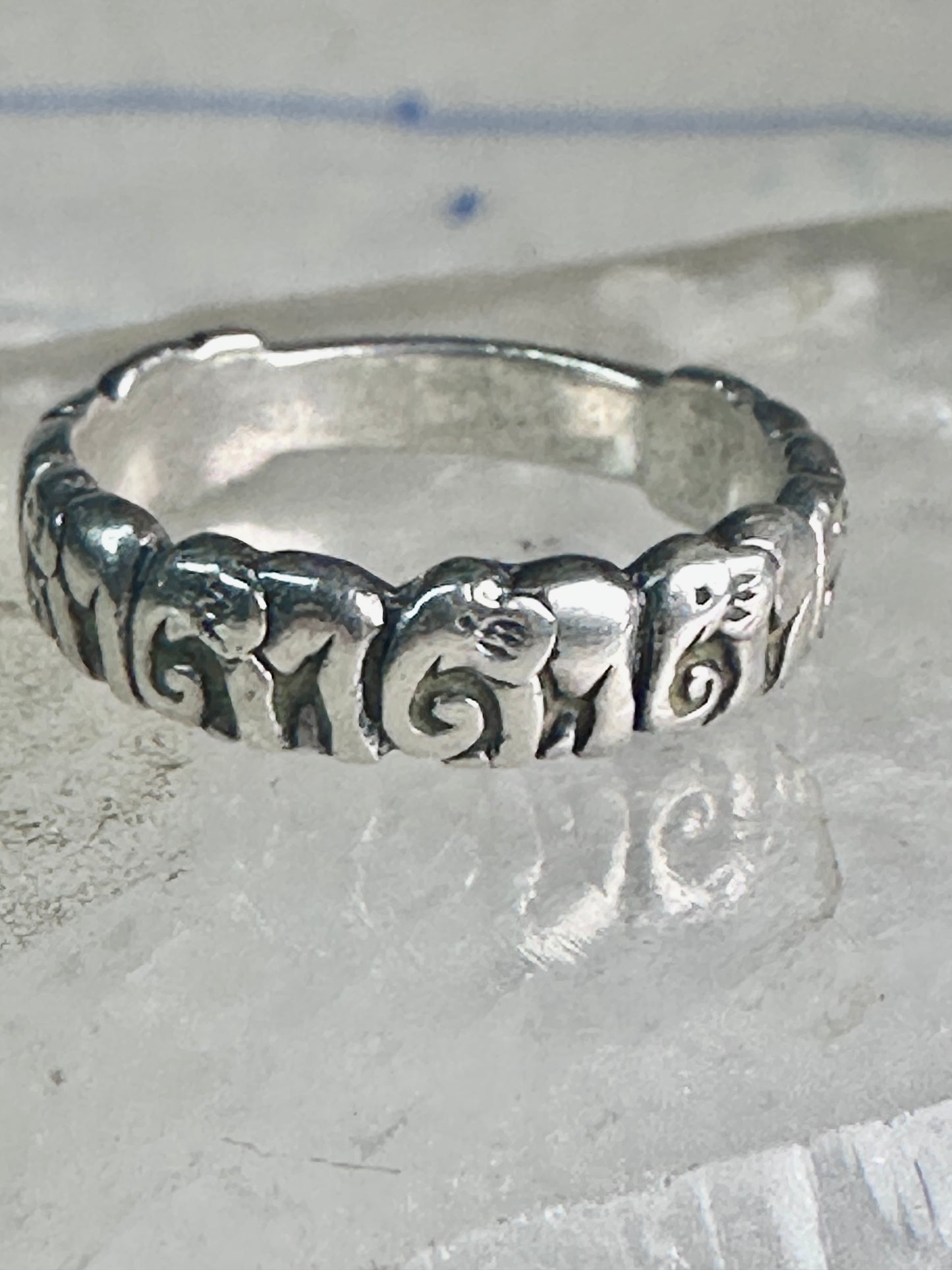 Vintage Elephant ring Elephants band size 7.50 sterling silver women girls