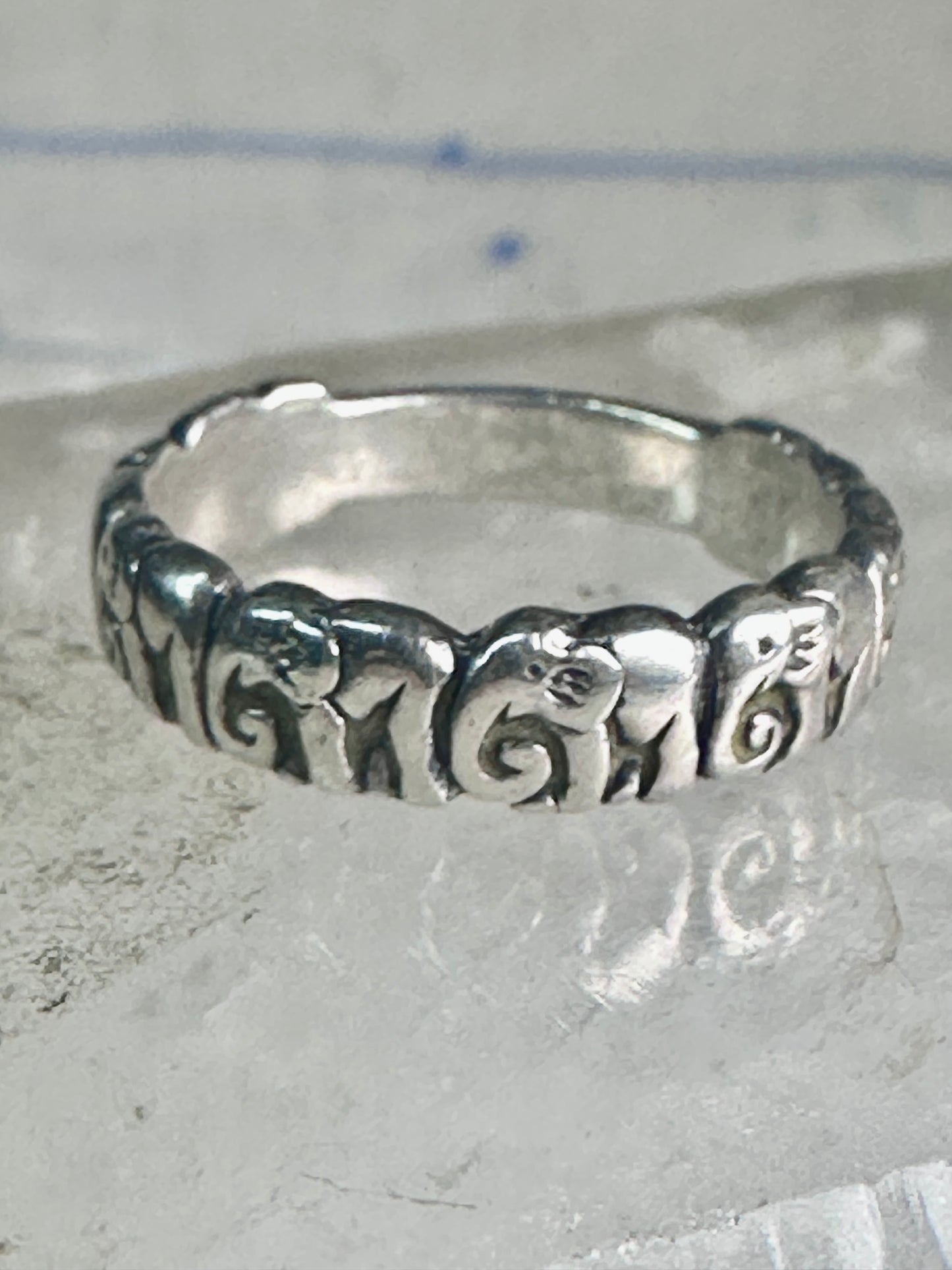 Vintage Elephant ring Elephants band size 7.50 sterling silver women girls