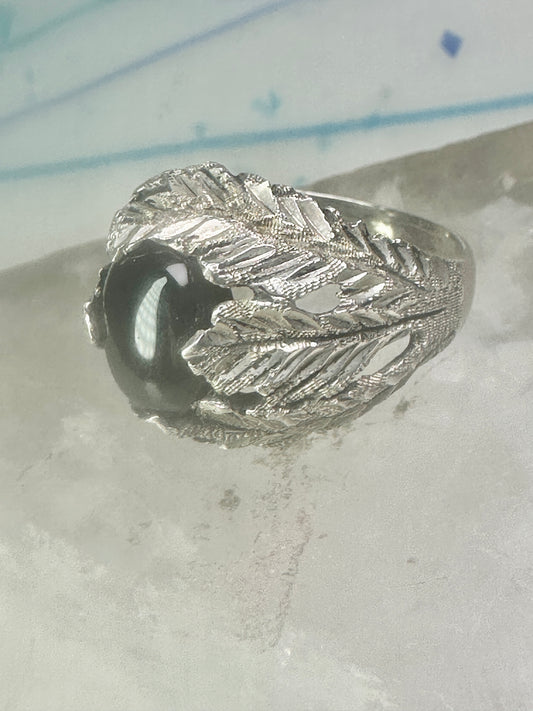 Vintage Black Hills Gold ring onyx leaves size 6.25 sterling silver women