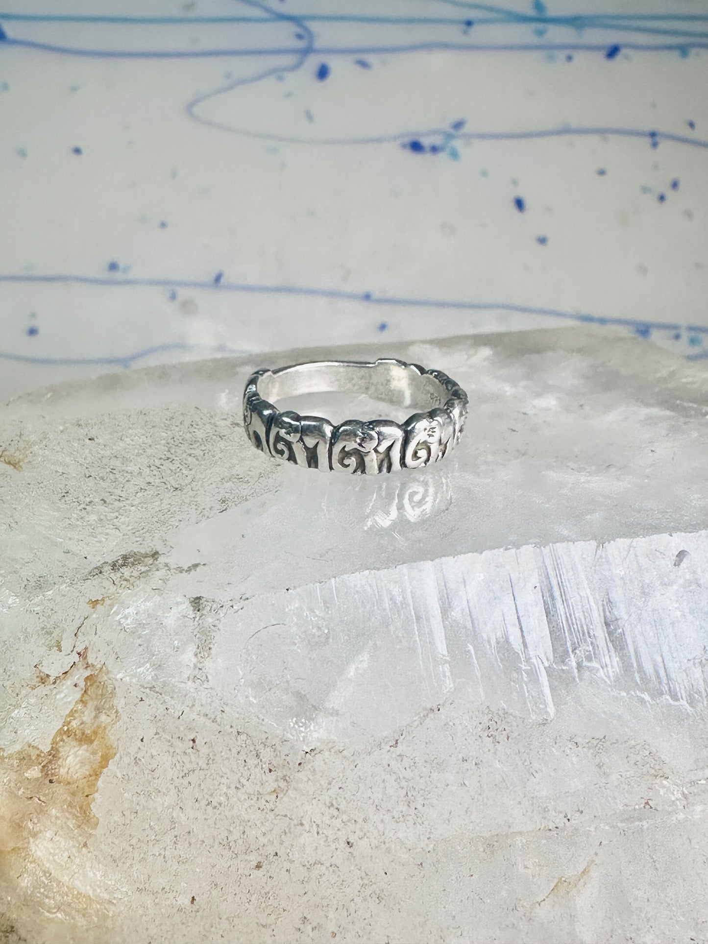 Vintage Elephant ring Elephants band size 7.50 sterling silver women girls