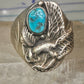 Navajo ring eagle wings band turquoise size 11.50 sterling silver women men