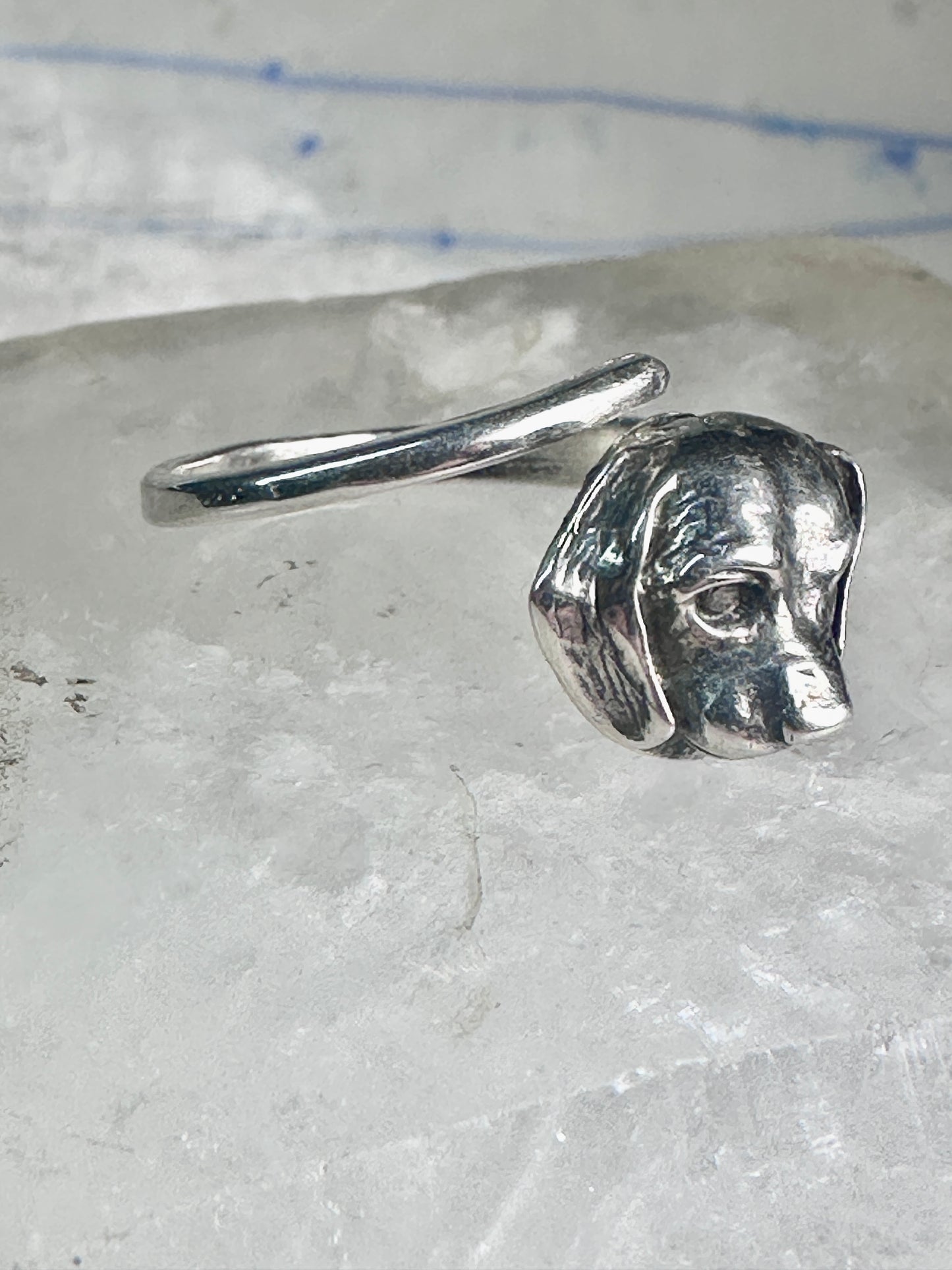 Vintage dog ring puppy band size 7.50 sterling silver women girls