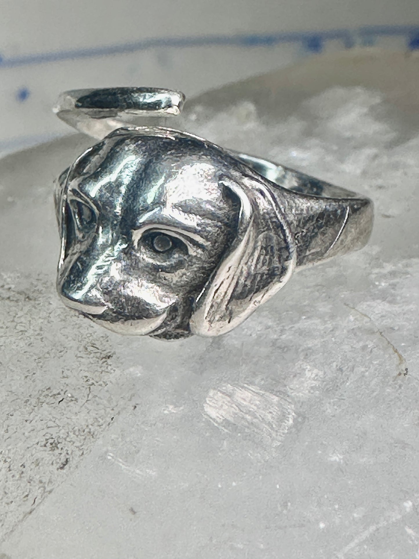Vintage dog ring puppy band size 7.50 sterling silver women girls
