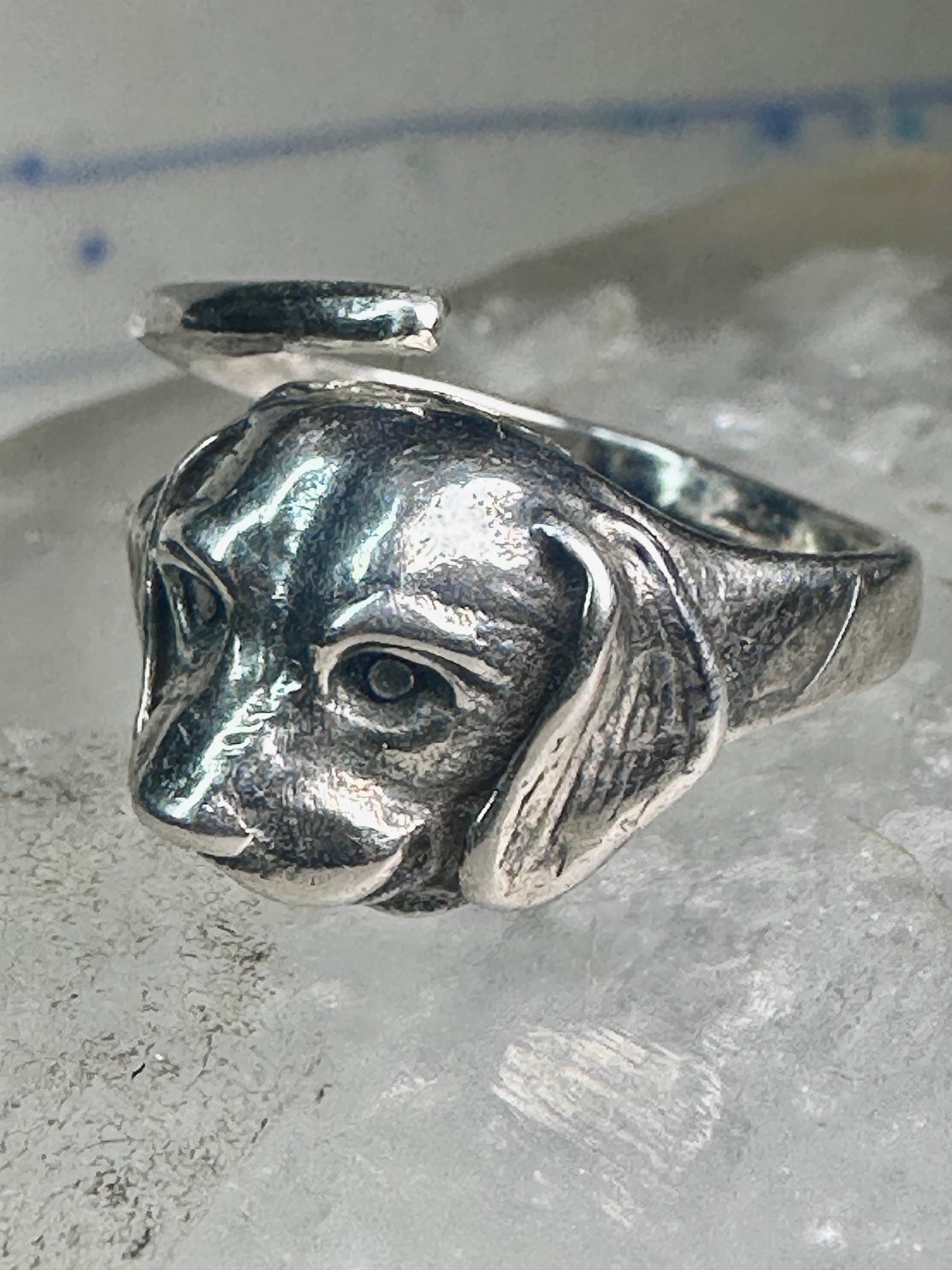 Vintage dog ring puppy band size 7.50 sterling silver women girls