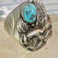 Navajo ring eagle wings band turquoise size 11.50 sterling silver women men