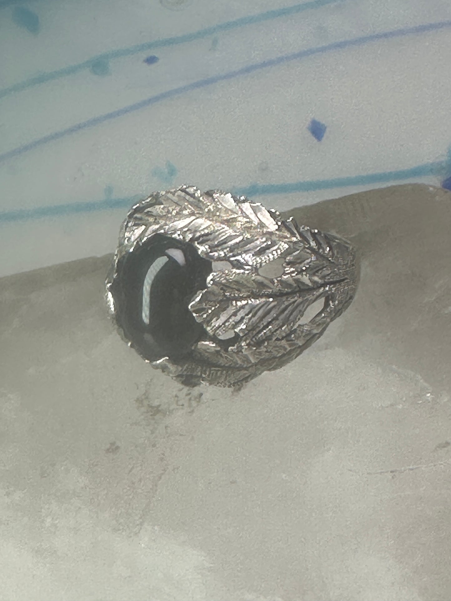 Vintage Black Hills Gold ring onyx leaves size 6.25 sterling silver women