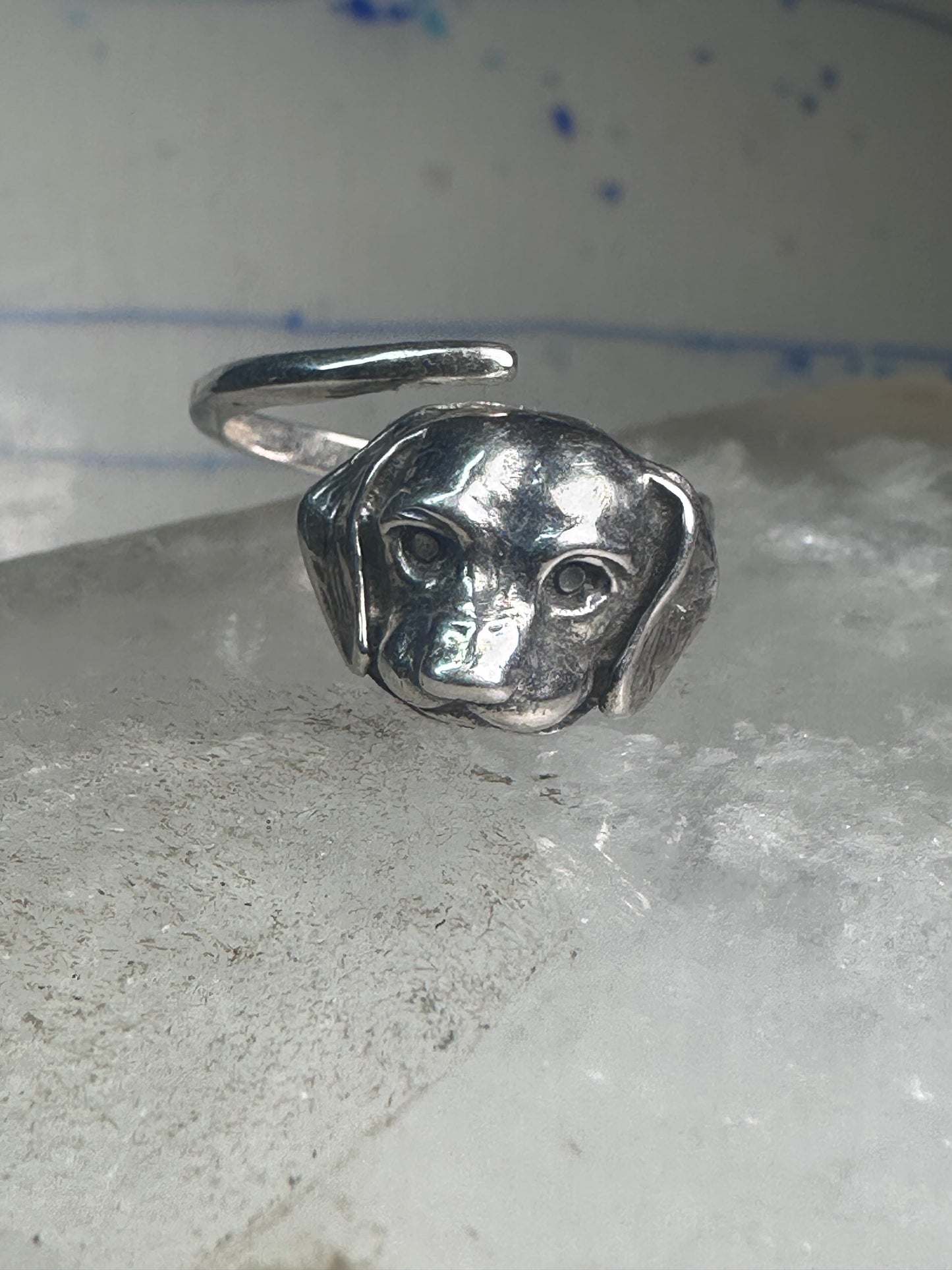 Vintage dog ring puppy band size 7.50 sterling silver women girls
