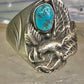 Navajo ring eagle wings band turquoise size 11.50 sterling silver women men
