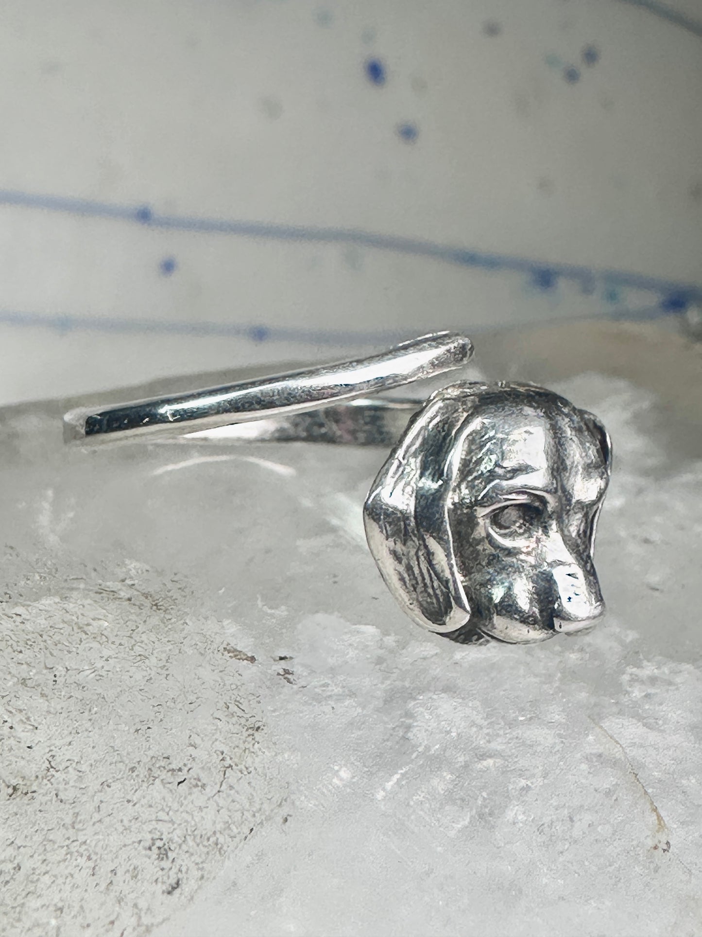 Vintage dog ring puppy band size 7.50 sterling silver women girls