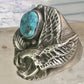 Navajo ring eagle wings band turquoise size 11.50 sterling silver women men