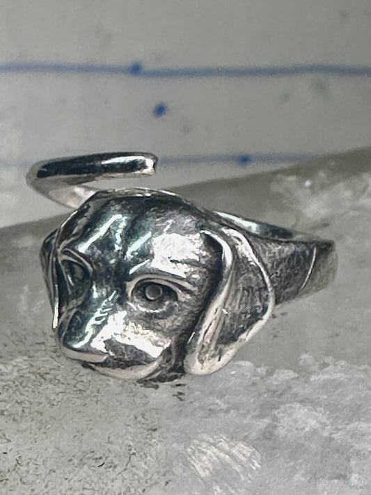 Vintage dog ring puppy band size 7.50 sterling silver women girls