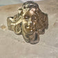 Lady face ring art deco Italy pinky turquoise size 3 silver signed 800 women
