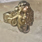 Lady face ring art deco Italy pinky turquoise size 3 silver signed 800 women