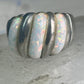 Vintage Fluted Dome Ring Opal Lab? band Ott size 7.5 sterling silver women girls