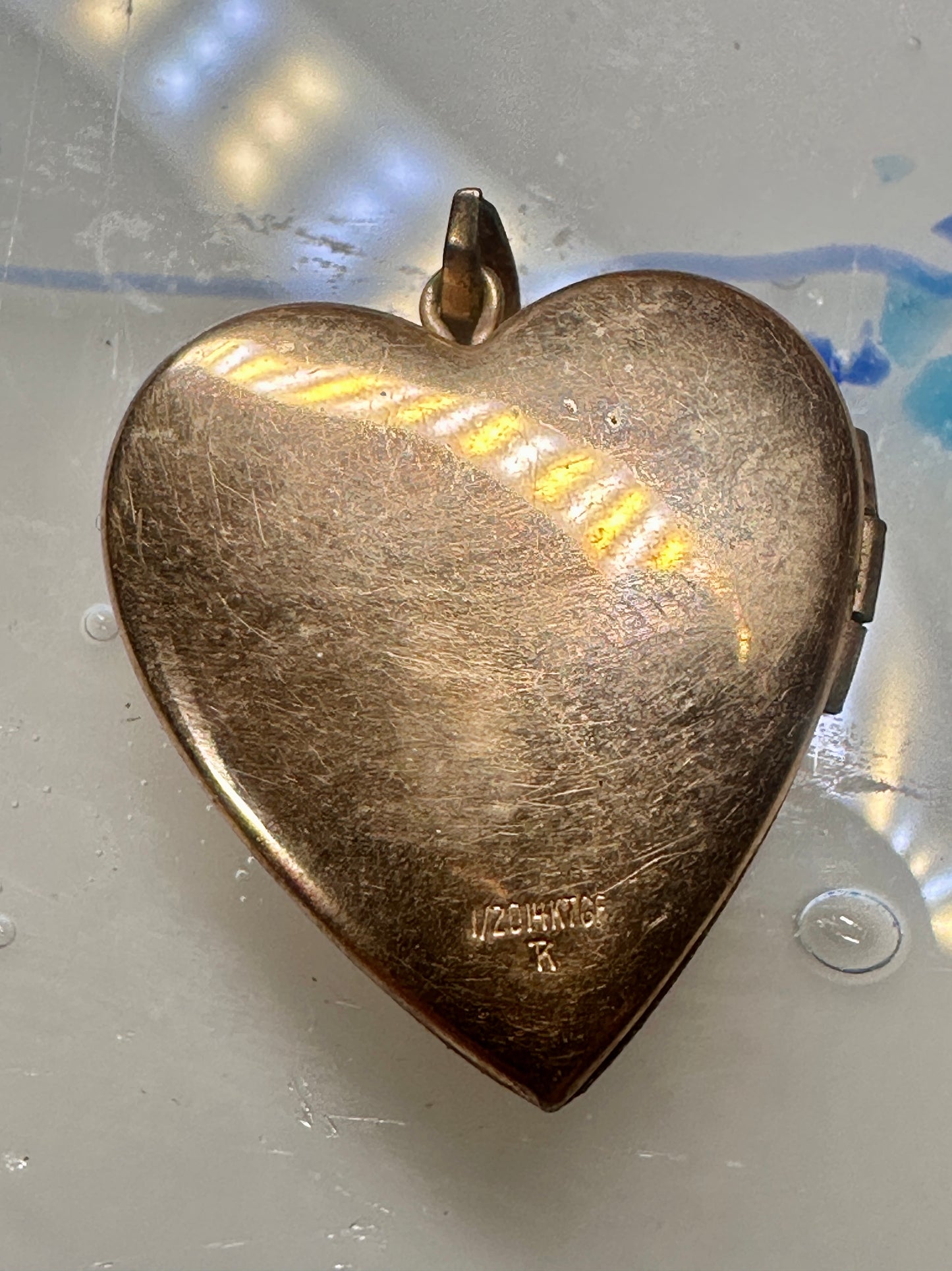 intage Floral MOM Photo Heart Love Valentine Locket flower Pendant 1/20 14KGF